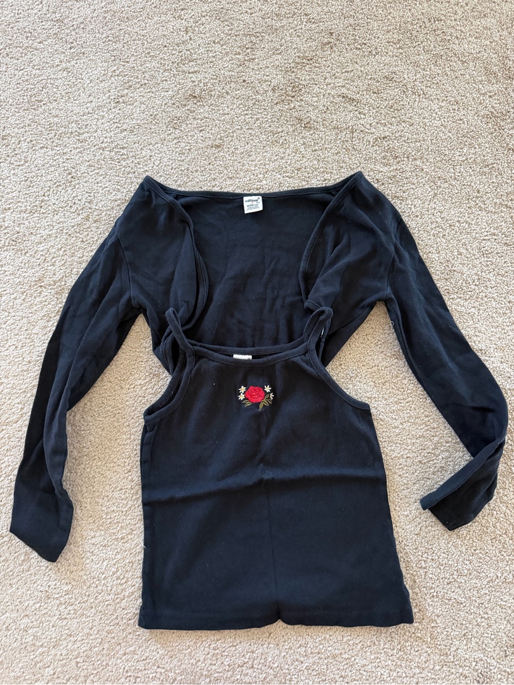 Wallflower Black Ribbed Tank with Small Red Heart Logo